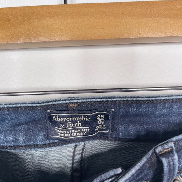 Abercrombie & Fitch Womens 25 / 0 Short Simone High Rise Super Skinny Jeans Dark - Picture 7 of 9